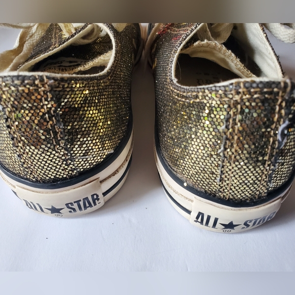 Converse Rare Women's Gold Glitter Rubber Chuck Taylor All Star OX Canvas Sz 7.5 - Picture 6 of 7